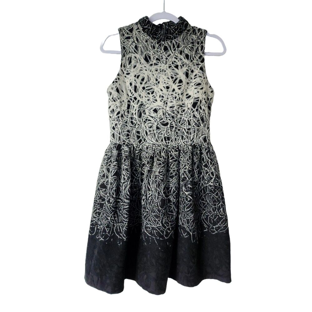 Freeway Juniors Size L Fit & Flare Sleeveless Dress Black Ivory Heavyweight